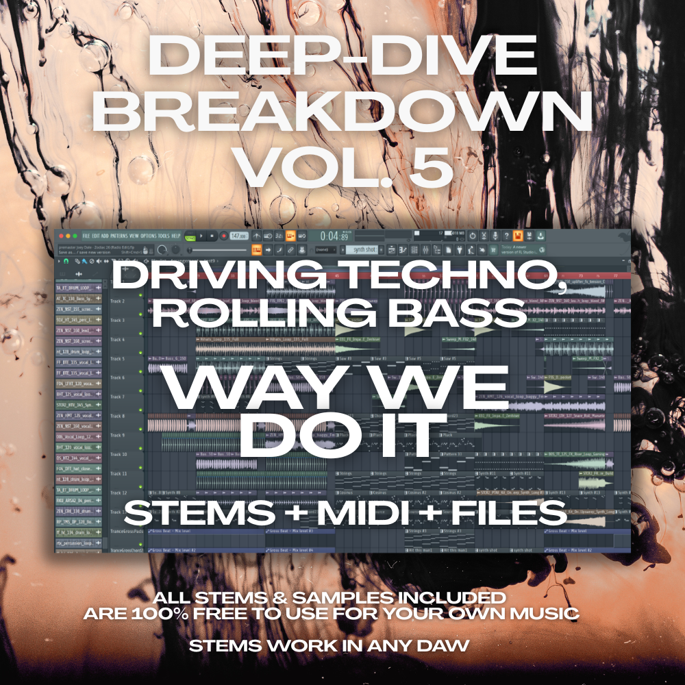 (NEW!) Deep-Dive Breakdown™ Vol. 5: Driving, Peaktime Techno | incl. Video + Project Files & Stems