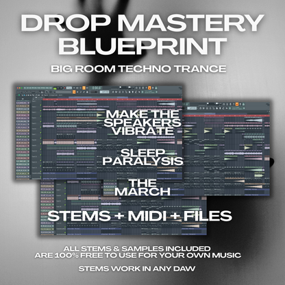 Drop Mastery Blueprint — Build Hard-Hitting Drops in FL Studio (1 Hour Mini Course + 3 FLPs & Stems + Signature Sound™ Sample Pack)